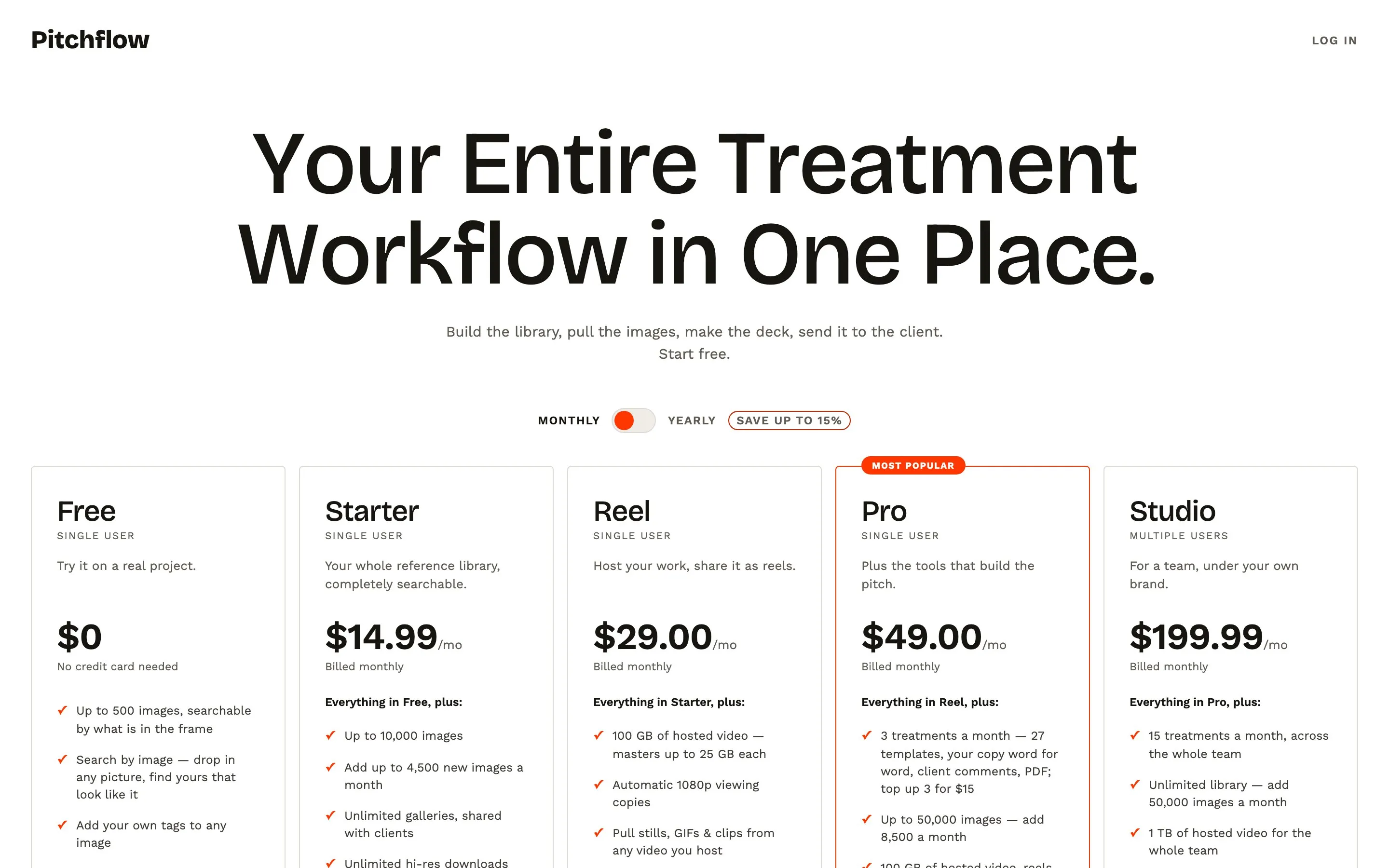 The pitchflow.xyz pricing page