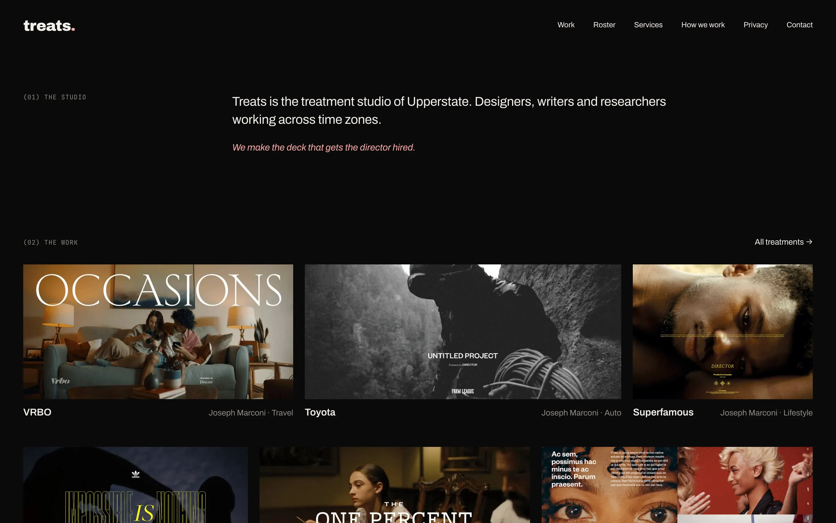The treats.design home page